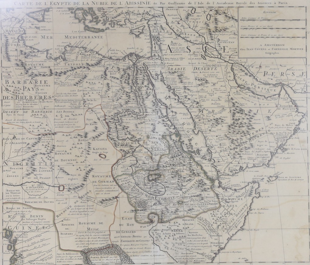 Covens and Mortier, coloured engraving, Carte de L'Egypte ..., 49 x 57cm, a Guillaume de L'Isle map of Canada, 54 x 73cm and a reprint plan of Putney Parish, 1787, 69 x 42cm